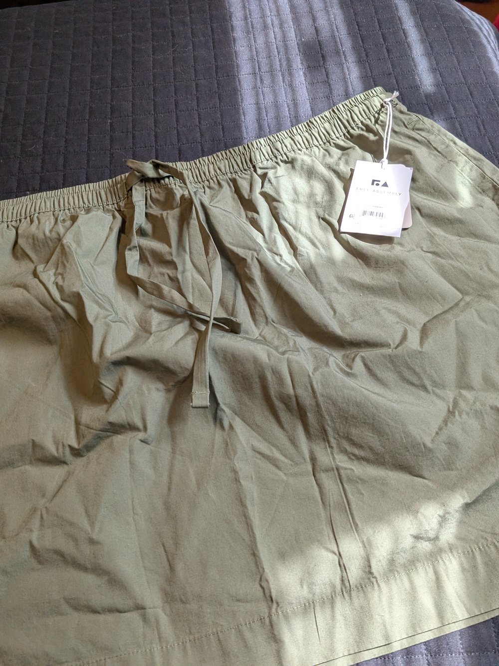 Olive Green Drawstring Mini Skirt